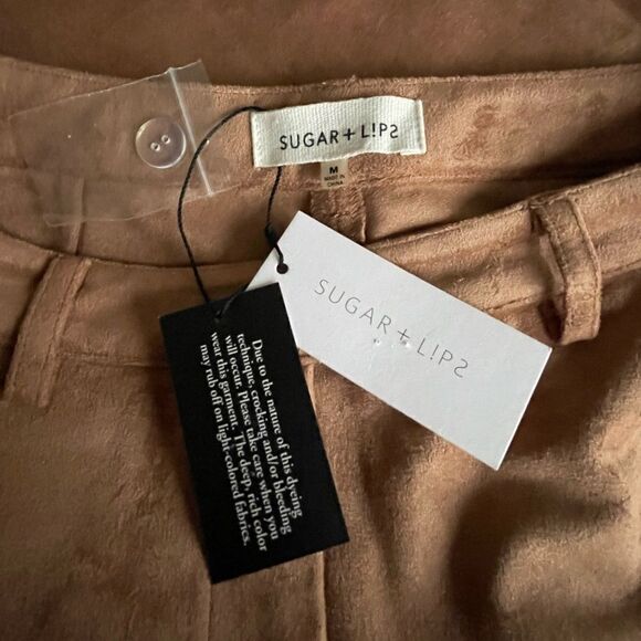 Sugar+Lips NWT wide leg high waisted faux suede pants Size medium - Picture 5 of 13